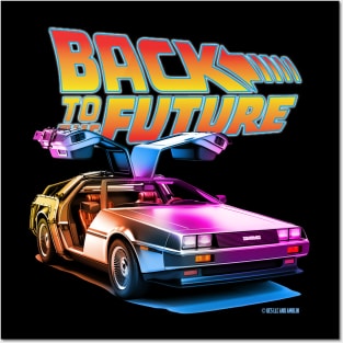 Delorean Back To the Future Synthwave Colors Posters and Art